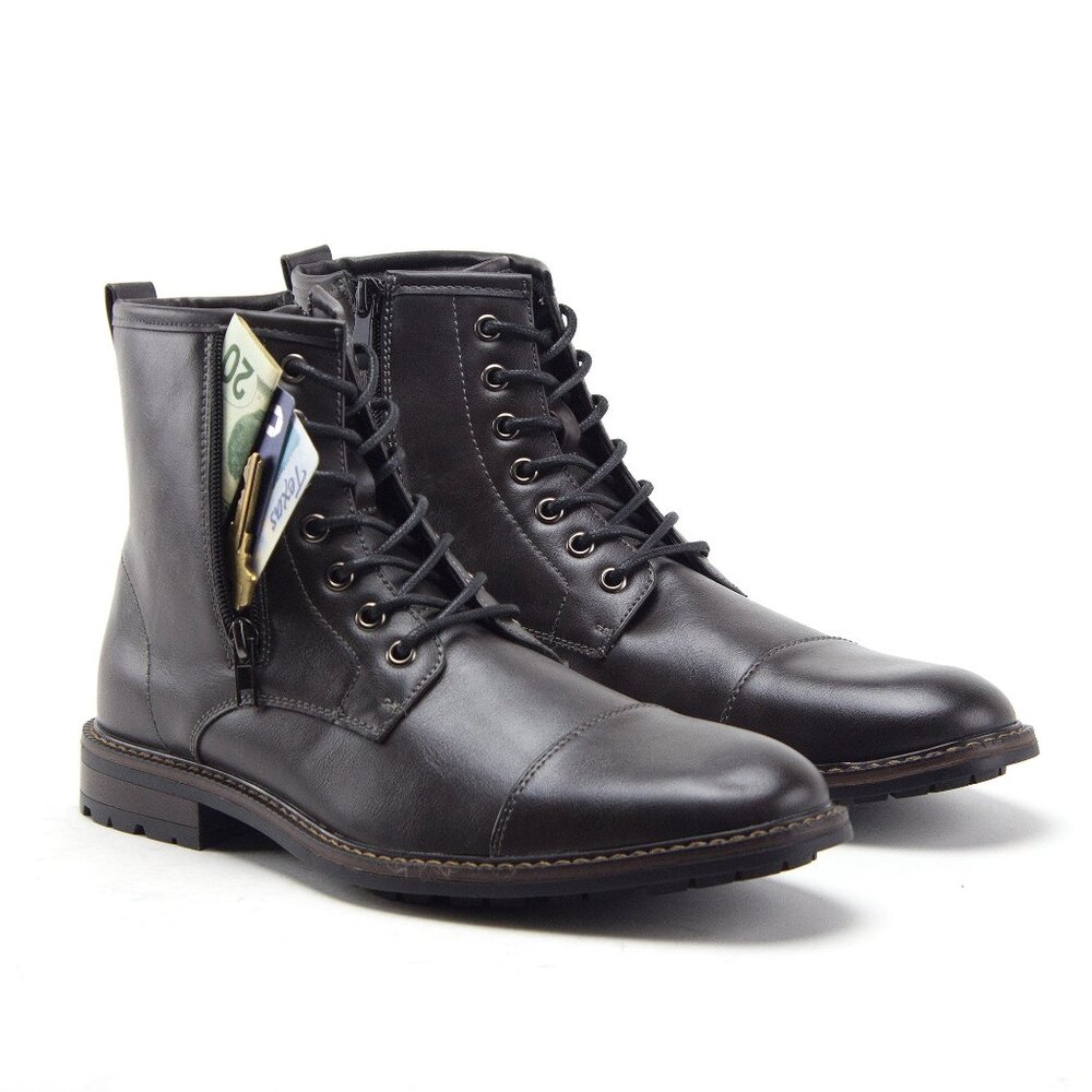 Jazamé Men's Stealth Distressed Secret Pocket Storage Military Combat Dress Boot